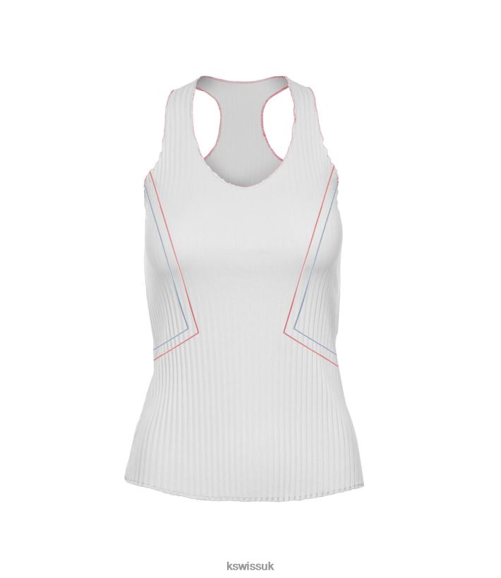 K-Swiss PLEATED V-NECK TANK B20F2B580 Women Apparel White