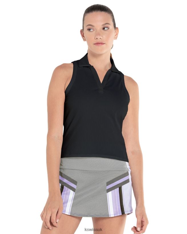 K-Swiss SLEEVELESS RIB POLO B20F2B568 Women Apparel Black