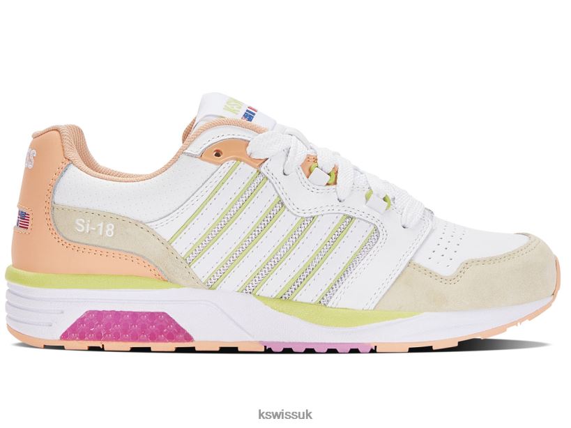K-Swiss SI-18 RANNELL B20F2B278 Women Shoes White/Almost Apricot/Daquiri Green